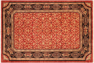 handmade Transitional Kafkaz Chobi Ziegler Red Black Hand Knotted RECTANGLE 100% WOOL area rug 6 x 9